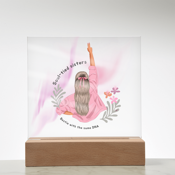 Soul-Tied Sisters Acrylic Plaque – DNA Bond Keepsake Gift - - Acrylic Prints