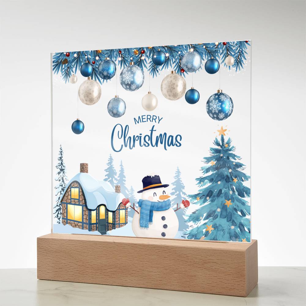 Merry Christmas Acrylic Plaque – Winter Glow Keepsake - - Acrylic Prints