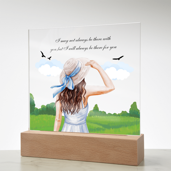 Girl with Hat Acrylic Plaque – Peaceful LED Home Decor - - Acrylic Prints