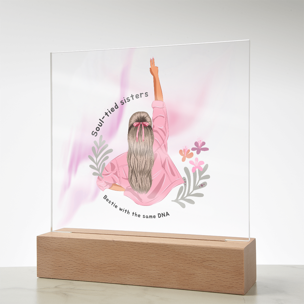 Soul-Tied Sisters Acrylic Plaque – DNA Bond Keepsake Gift - - Acrylic Prints