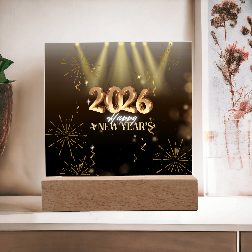 Golden 2026 Acrylic Plaque – Light Up the New Year - - Acrylic Prints