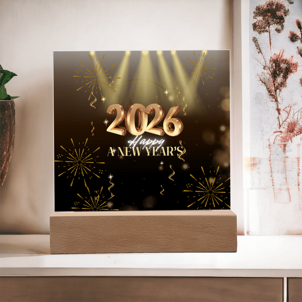 Golden 2026 Acrylic Plaque – Light Up the New Year - - Acrylic Prints