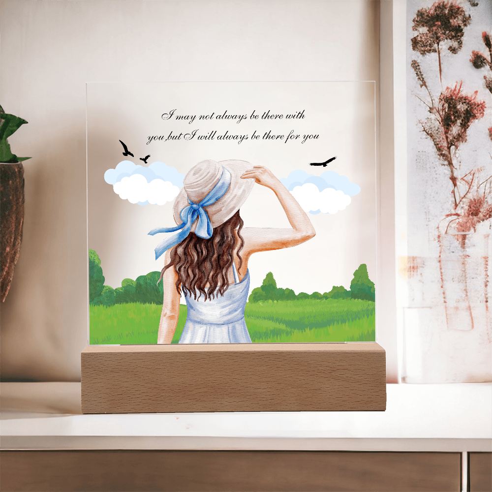 Girl with Hat Acrylic Plaque – Peaceful LED Home Decor - - Acrylic Prints