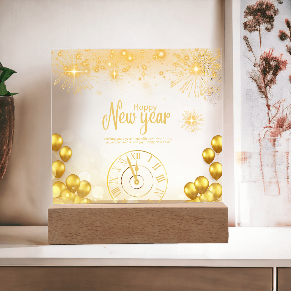 Golden Happy New Year Acrylic Plaque – Festive Gift 2026 - - Acrylic Prints