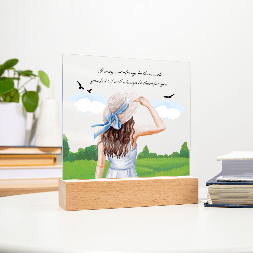 Girl with Hat Acrylic Plaque – Peaceful LED Home Decor - - Acrylic Prints