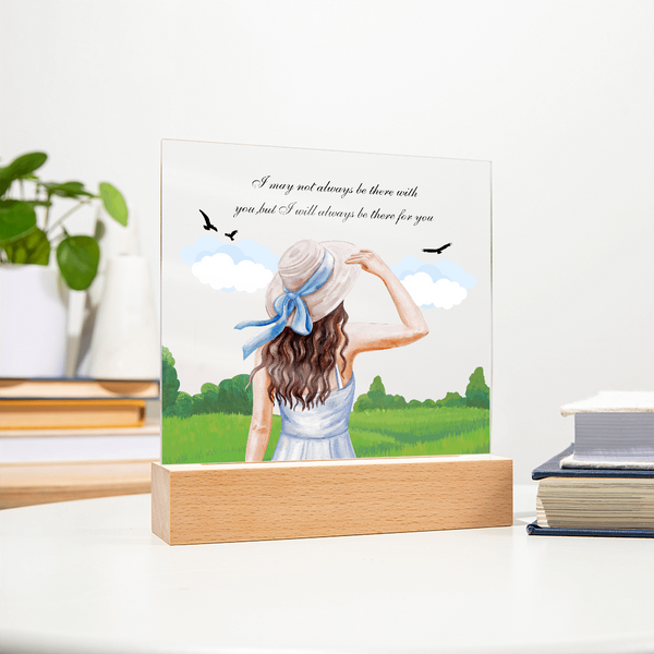 Girl with Hat Acrylic Plaque – Peaceful LED Home Decor - - Acrylic Prints