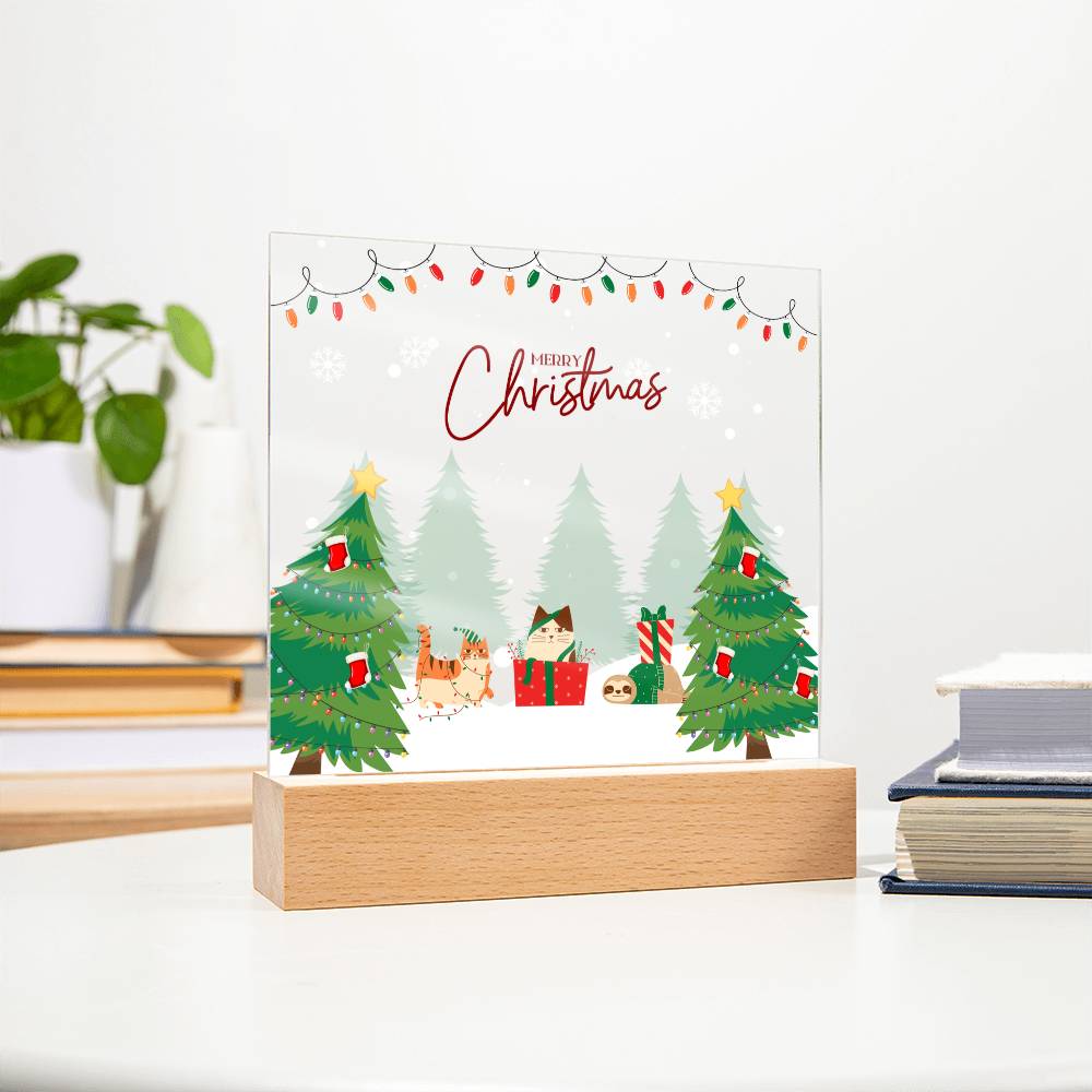 Cute Cat Christmas Plaque – Gift Joy & Winter Memories - - Acrylic Prints
