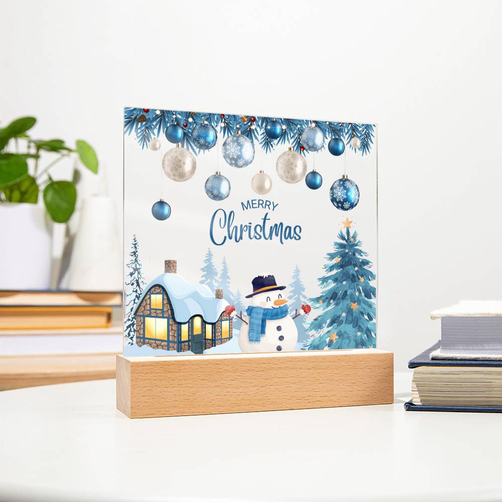 Merry Christmas Acrylic Plaque – Winter Glow Keepsake - - Acrylic Prints