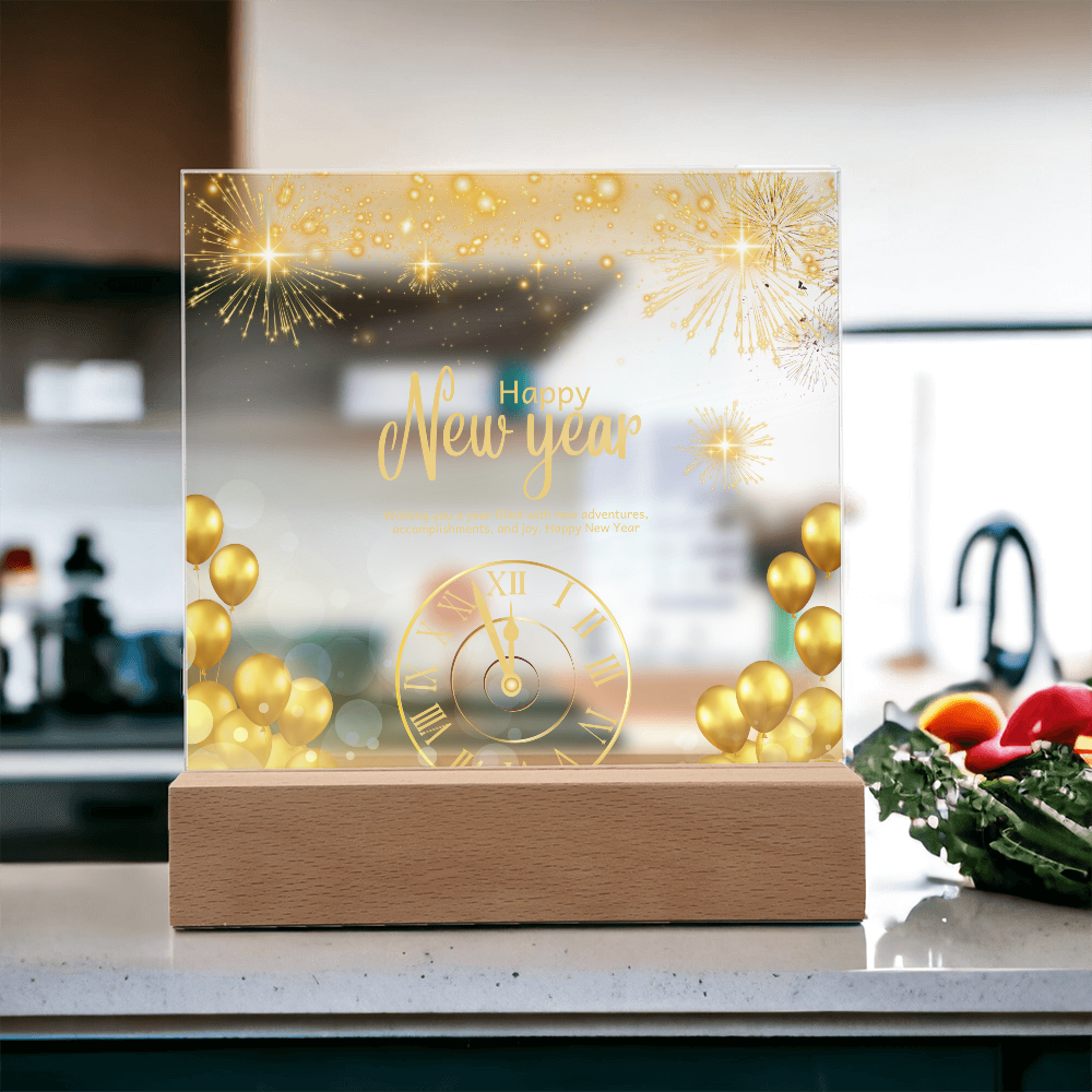 Golden Happy New Year Acrylic Plaque – Festive Gift 2026 - - Acrylic Prints