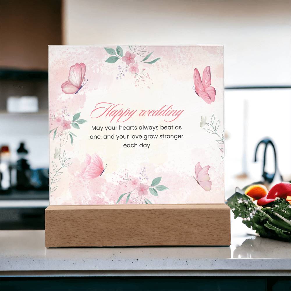 Happy Wedding Acrylic Plaque – Love’s Timeless Keepsake - - Acrylic Prints