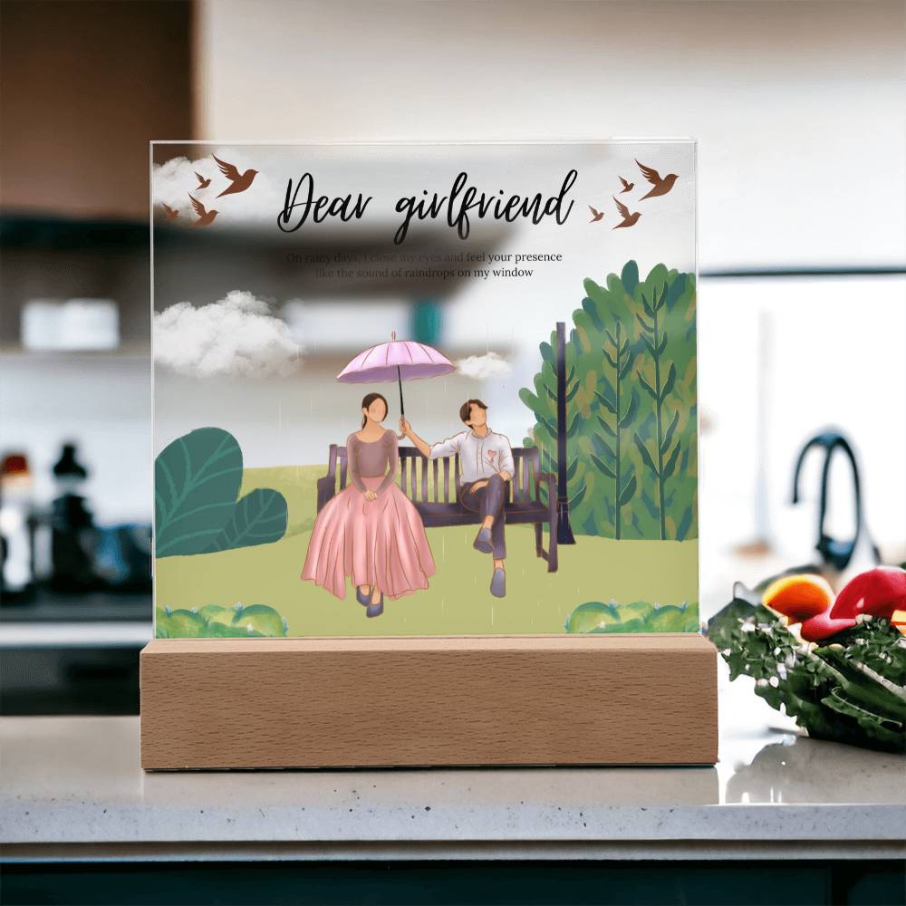 Love Under the Umbrella – Square Acrylic Plaque for Couples - - Acrylic Prints