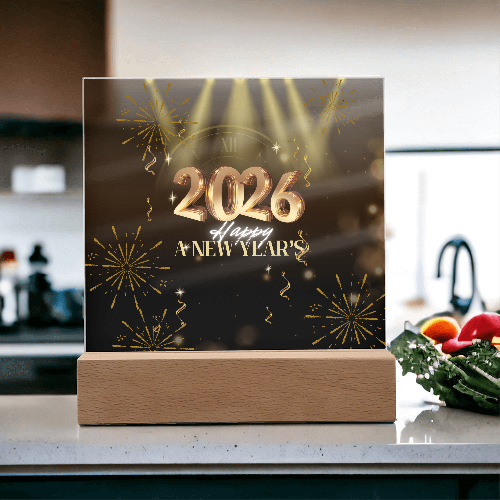 Golden 2026 Acrylic Plaque – Light Up the New Year - - Acrylic Prints