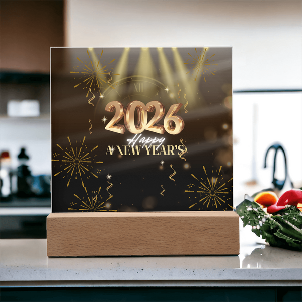 Golden 2026 Acrylic Plaque – Light Up the New Year - - Acrylic Prints