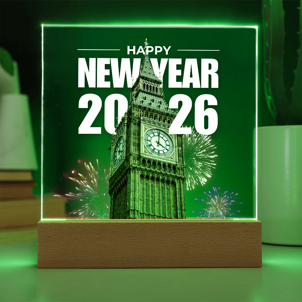 Iconic Big Ben 2026 Plaque – Festive LED Gift - Battery Powered LED Base - Acrylic Prints