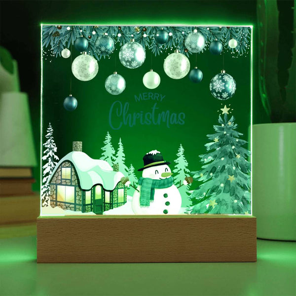 Merry Christmas Acrylic Plaque – Winter Glow Keepsake - Battery Powered LED Base - Acrylic Prints