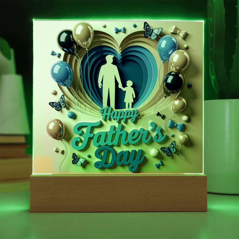 Dad & Me – Layered Heart LED Plaque - Battery Powered LED Base - Acrylic Prints
