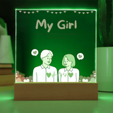 Romantic Keepsake Gift – Square Acrylic Plaque for Love - Battery Powered LED Base - Acrylic Prints