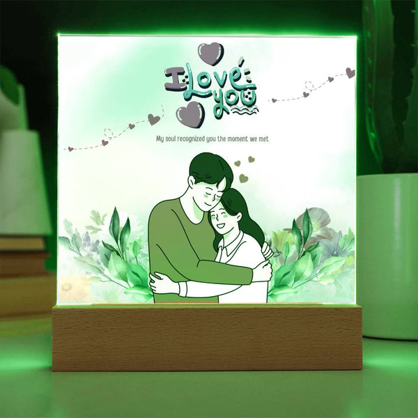 I Love You Acrylic Plaque – Romantic LED Gift for Couples - Battery Powered LED Base - Acrylic Prints