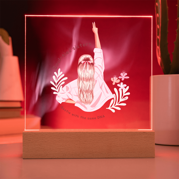 Soul-Tied Sisters Acrylic Plaque – DNA Bond Keepsake Gift - - Acrylic Prints