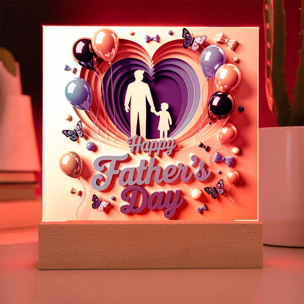 Dad & Me – Layered Heart LED Plaque - - Acrylic Prints