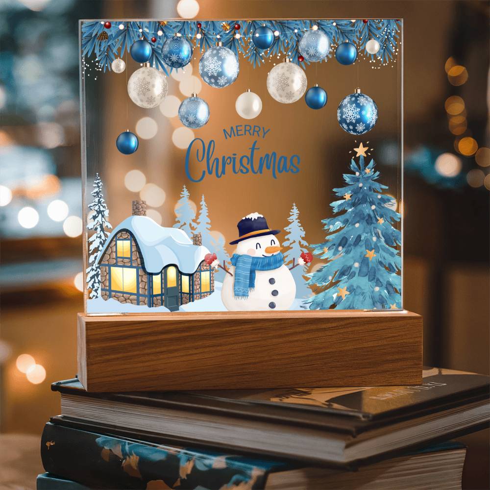 Merry Christmas Acrylic Plaque – Winter Glow Keepsake - - Acrylic Prints