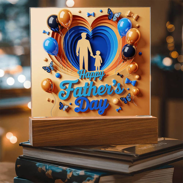 Dad & Me – Layered Heart LED Plaque - - Acrylic Prints