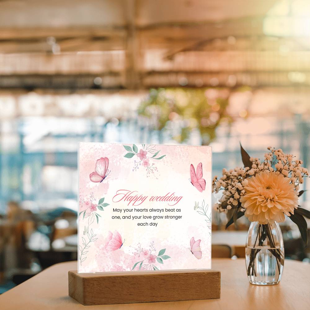 Happy Wedding Acrylic Plaque – Love’s Timeless Keepsake - - Acrylic Prints