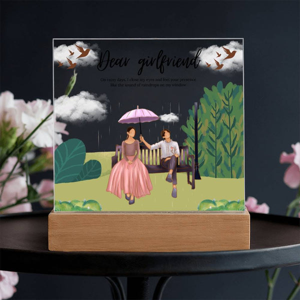 Love Under the Umbrella – Square Acrylic Plaque for Couples - - Acrylic Prints