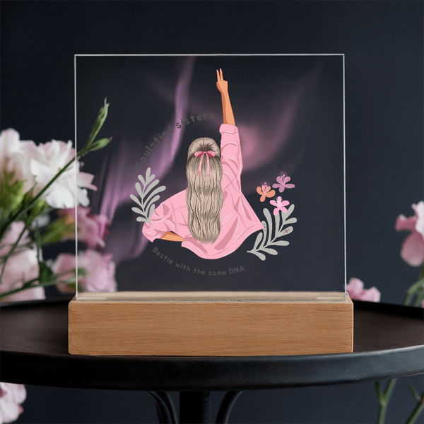 Soul-Tied Sisters Acrylic Plaque – DNA Bond Keepsake Gift - - Acrylic Prints