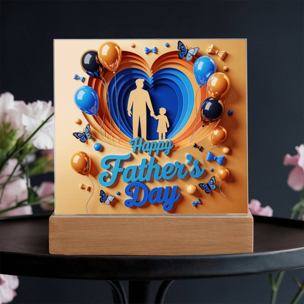 Dad & Me – Layered Heart LED Plaque - - Acrylic Prints