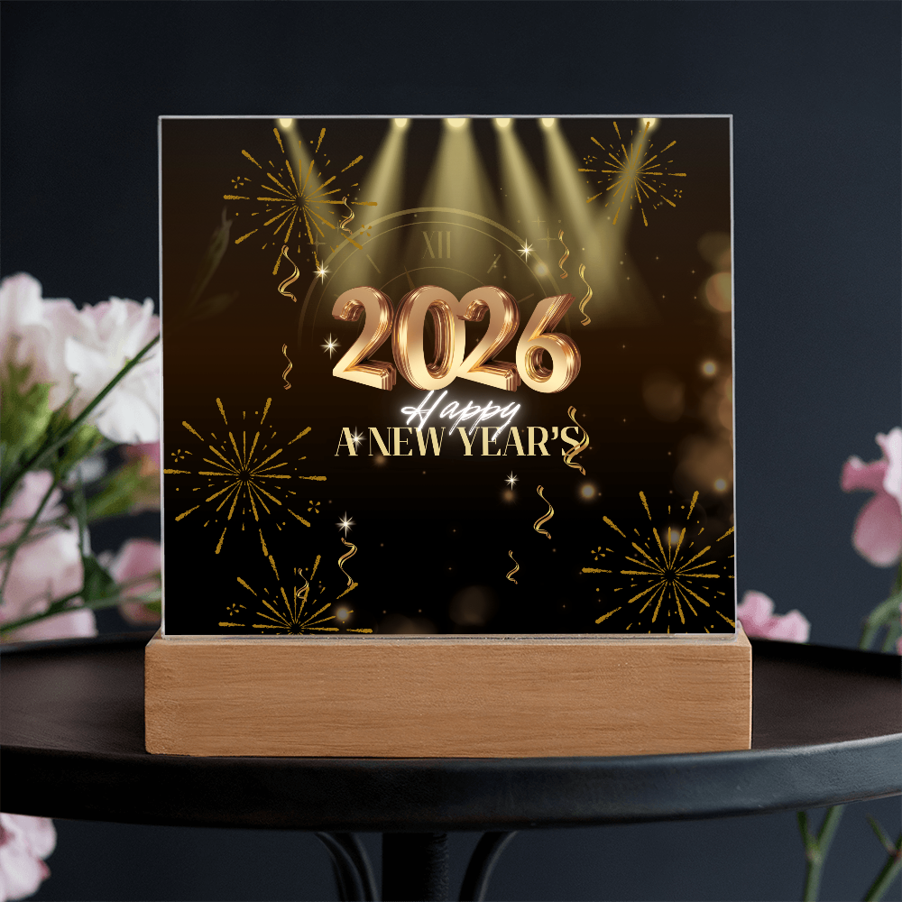 Golden 2026 Acrylic Plaque – Light Up the New Year - - Acrylic Prints