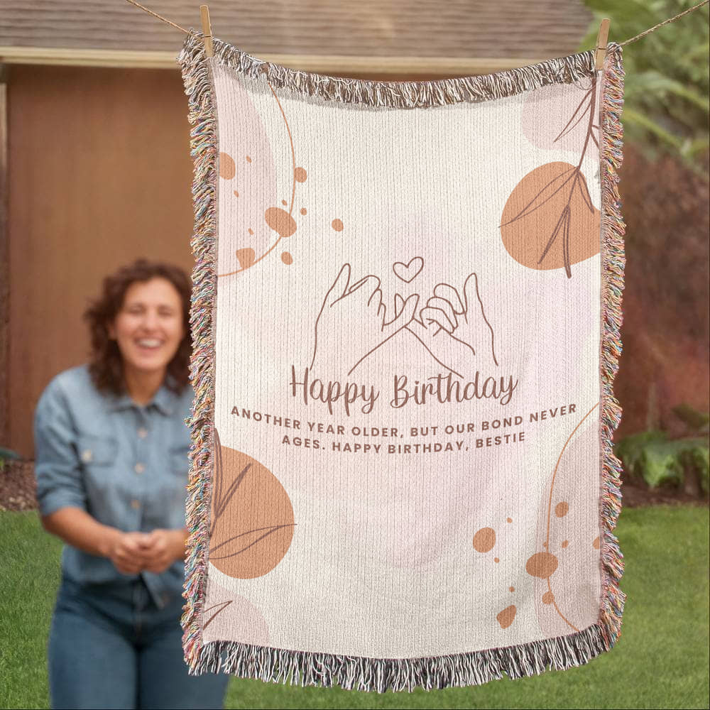 Woven Keepsake Blanket – Gift for Bestie’s Birthday - - Blankets