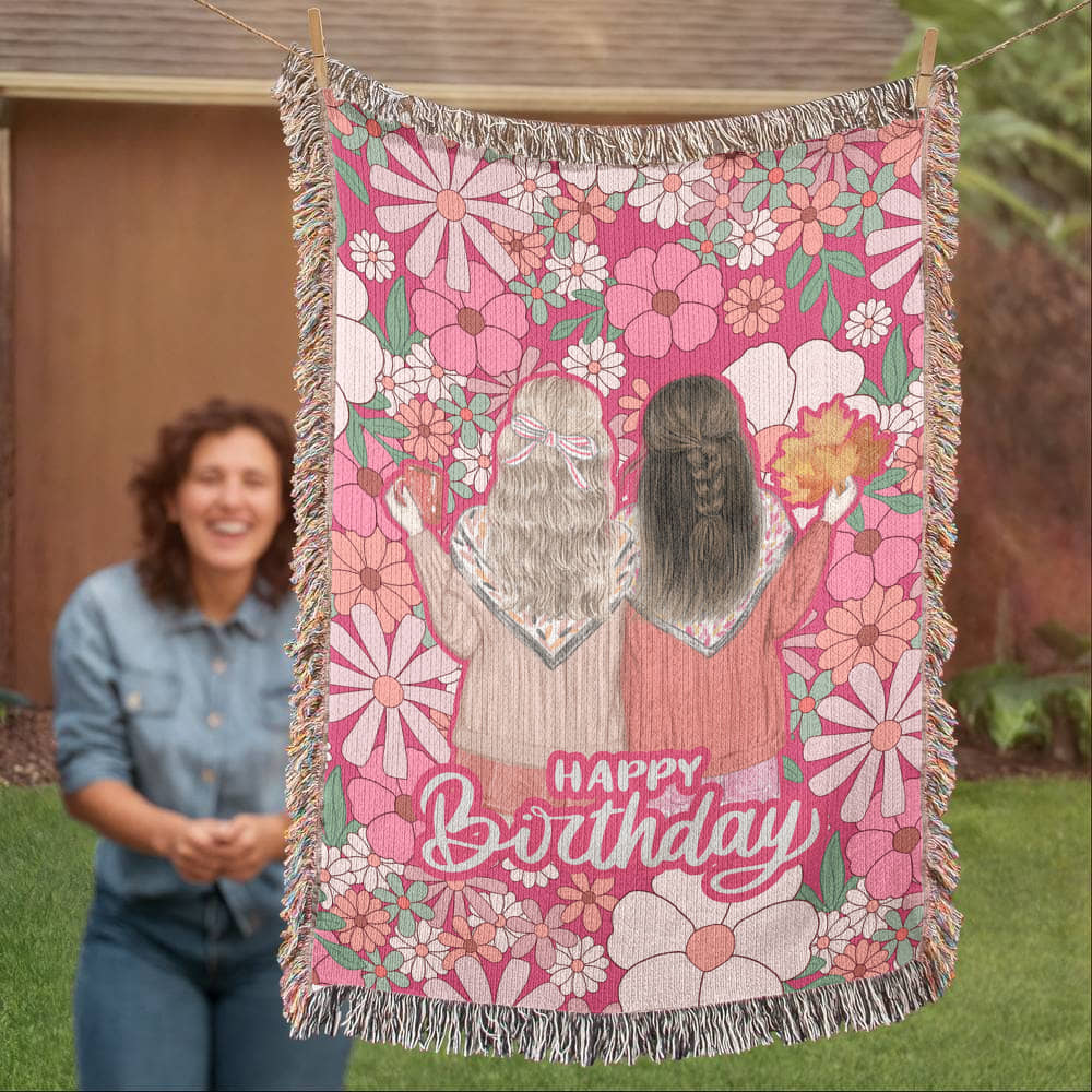 Bestie Birthday Blanket – A Hug in Floral Threads - - Blanket