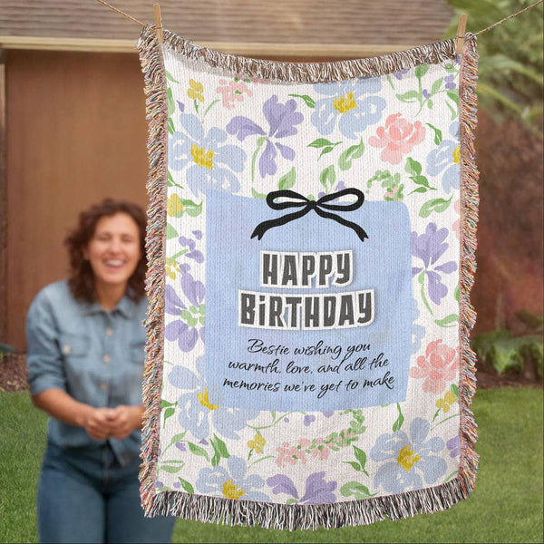 Bestie Birthday Woven Blanket – A Hug in Every Thread - - Blanket