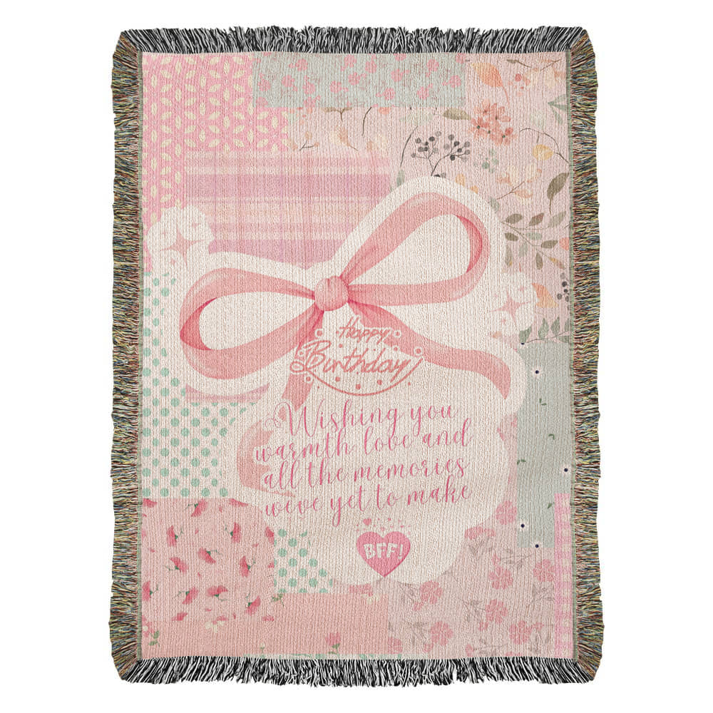 Pink Patchwork Woven Blanket for Best Friend - - Blanket