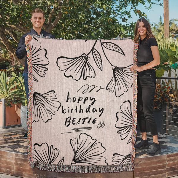 Minimalist Woven Blanket – Birthday Gift for Bestie - - Blanket