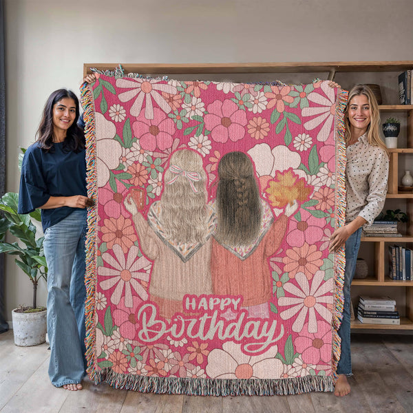 Bestie Birthday Blanket – A Hug in Floral Threads - - Blanket