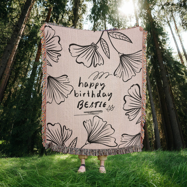 Minimalist Woven Blanket – Birthday Gift for Bestie - - Blanket
