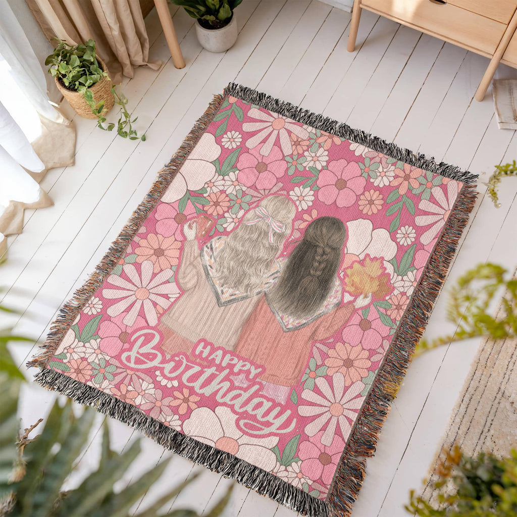 Bestie Birthday Blanket – A Hug in Floral Threads - - Blanket