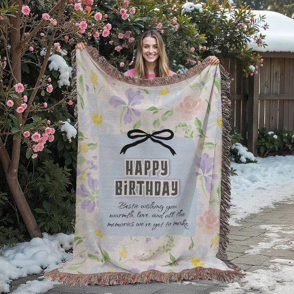 Bestie Birthday Woven Blanket – A Hug in Every Thread - - Blanket