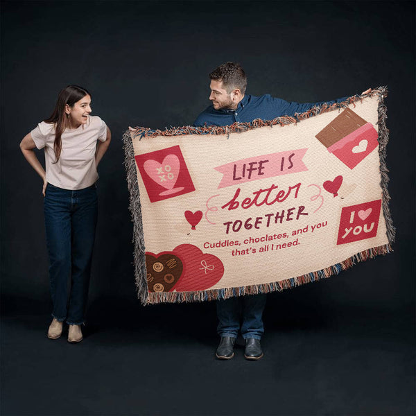 Chocolate, Cuddles & You – Woven Blanket - - Blankets
