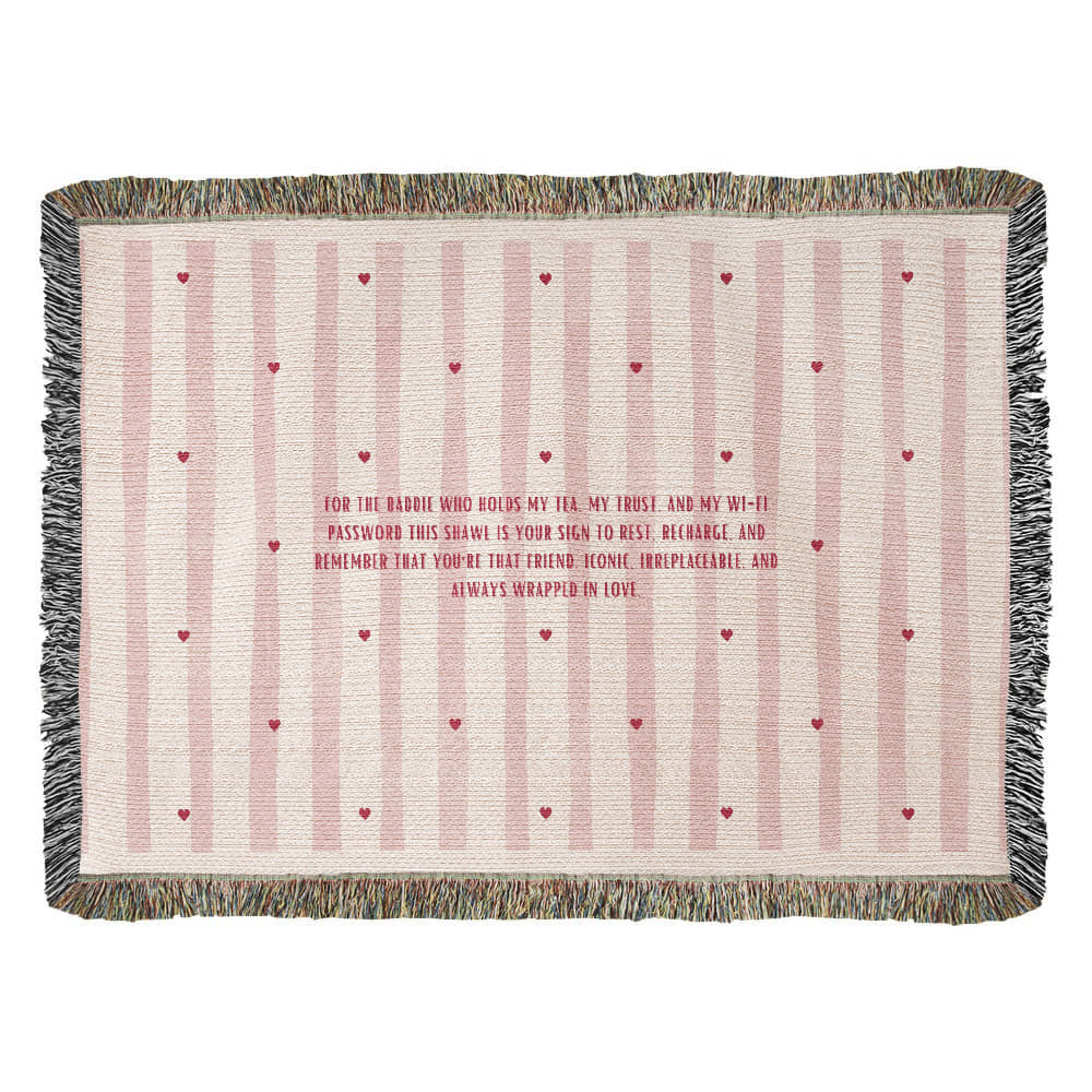 Iconic Bestie – Pink Heart Woven Blanket - 52" x 37" - Blankets
