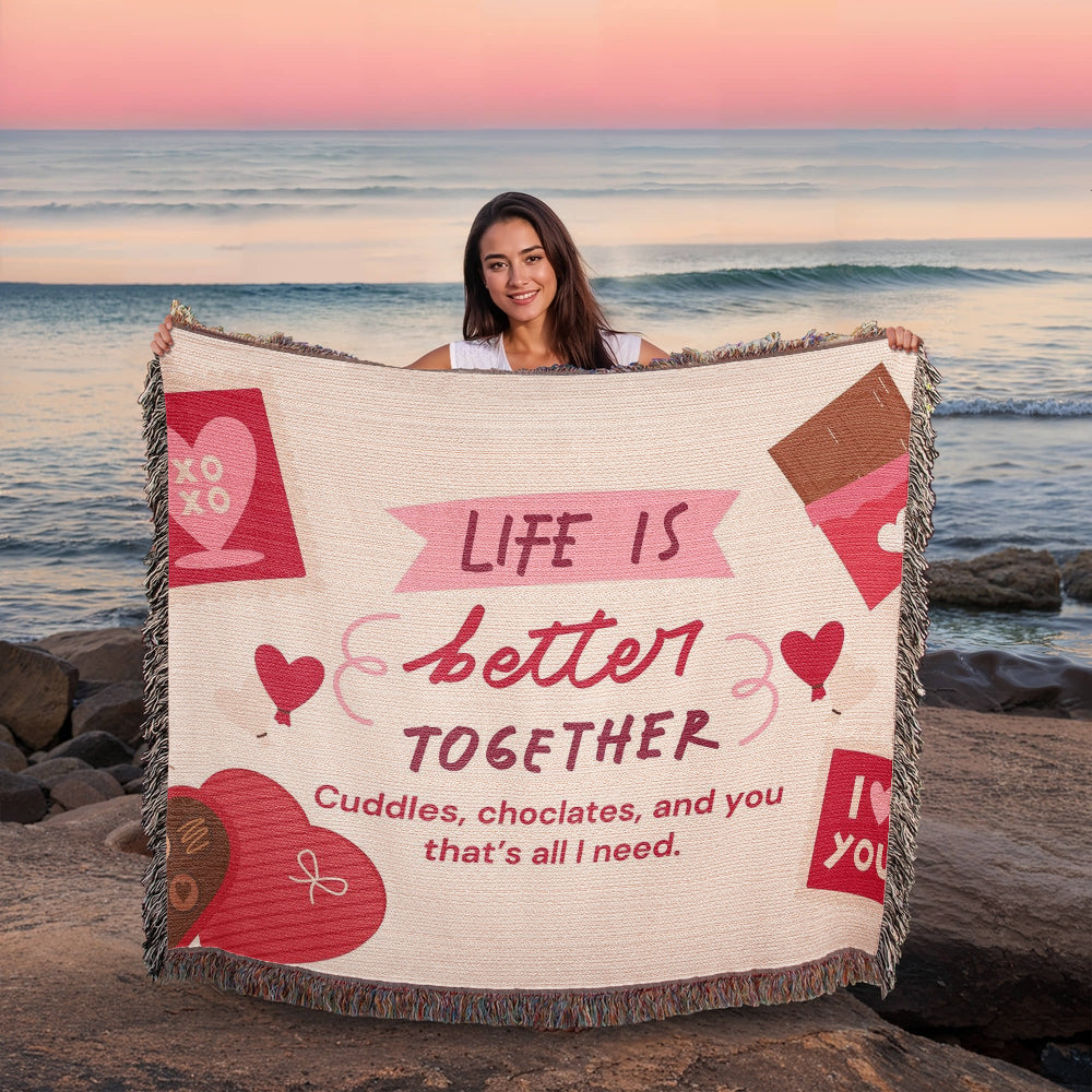 Chocolate, Cuddles & You – Woven Blanket - - Blankets