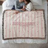 Iconic Bestie – Pink Heart Woven Blanket - - Blankets