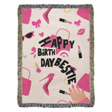 Hot Pink Woven Blanket – Stylish Gift for Your BFF - - Blanket