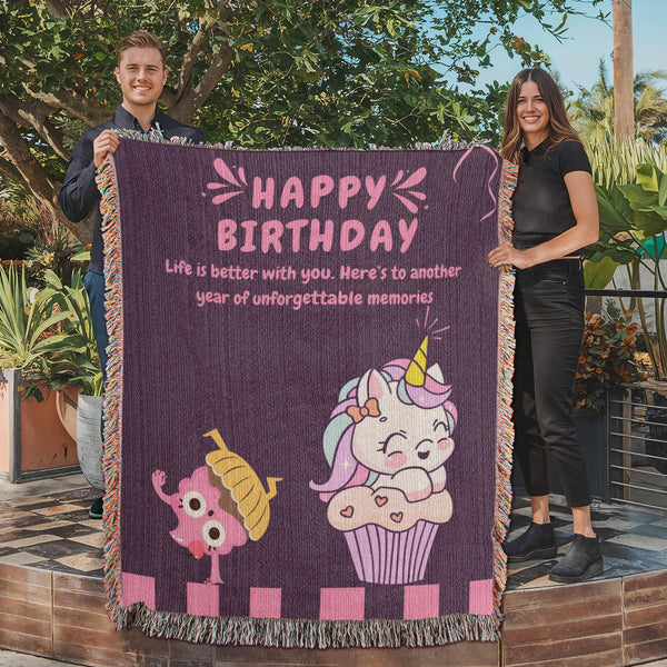Whimsical Woven Blanket – Fun Gift for Quirky Bestie - - Blankets