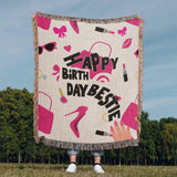 Hot Pink Woven Blanket – Stylish Gift for Your BFF - - Blanket