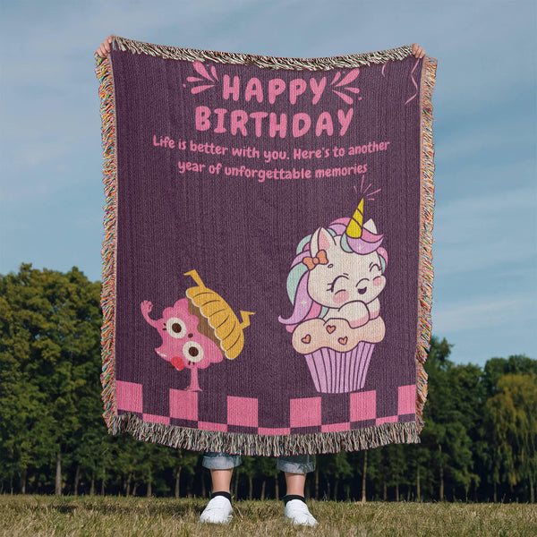 Whimsical Woven Blanket – Fun Gift for Quirky Bestie - - Blankets