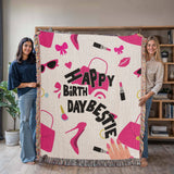 Hot Pink Woven Blanket – Stylish Gift for Your BFF - - Blanket