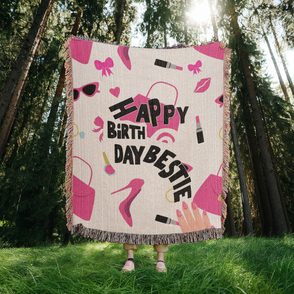 Hot Pink Woven Blanket – Stylish Gift for Your BFF - - Blanket